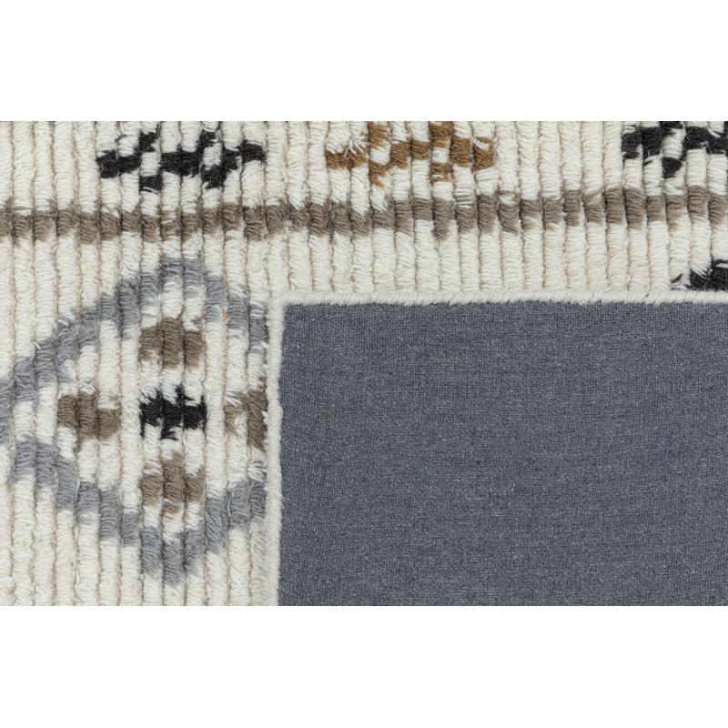 Rivah Hand Tufted Geometric Area Rug in Ivory/Brown/Black, Rectangle 7'6" x 9'6"