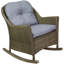 Chaise berçante d'extérieur en osier avec coussins