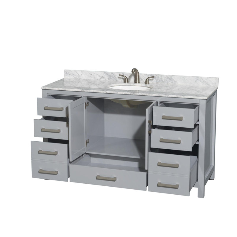 Sheffield 60" Single Bathroom Vanity Set, Gray