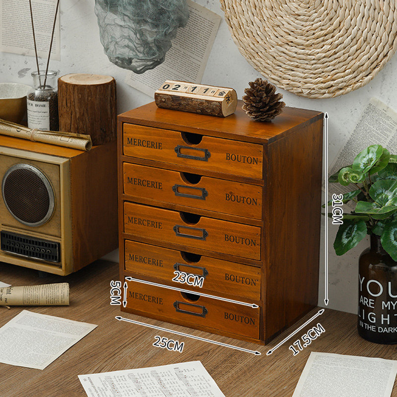 Saguache Wood Desk Organiser with Drawers