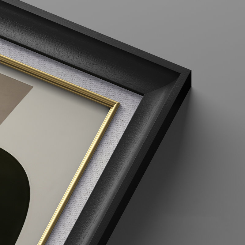 Formes géométriques modernes et minimalistes en vert foncé - ensemble de 2 reproductions d'art encadrées de qualité supérieure sur papier 26 po x 36 po