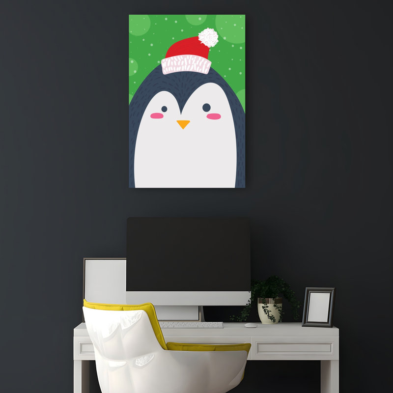 Cute Christmas Penguin Contemporary Bird Penguin Winter Wall Art Print 1 Piece Wrapped Canvas Wall Art, 45.72cm H x 30.48cm W