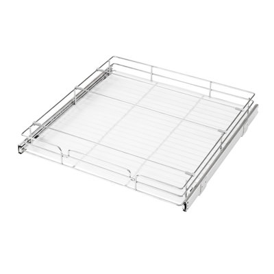 Pull-Out Cabinet Organizer 21.14"W x 20.98"D Steel Sliding Drawers, Ideal for Kitchen, Bathroom, Pantry, and Home Storage, Chrome-Plated Finish, Durable Sliding Shelves for Base Cabinets