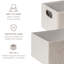 Bacs de rangement décoratifs - Ensemble de 3 paniers de rangement rectangulaires en carton gris pour chambre d'enfant ou d'enfant, lin texturé et boucle ivoire