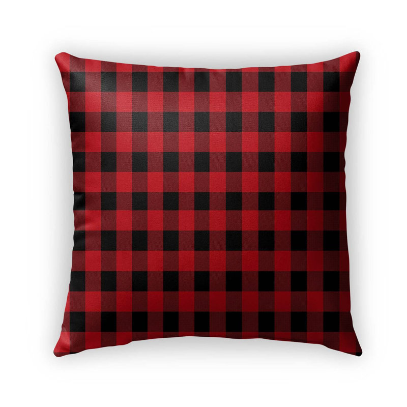Housse et insert de coussin carré noir et rouge, 16" x 16"