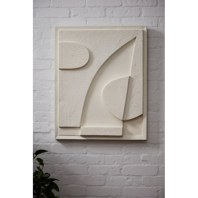 White Ceramic Oneiro Wall Art with Carved Relief