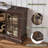 97" Large Farmhouse Tv Stand with 33" Fireplace, Rustic Brown-1230631458