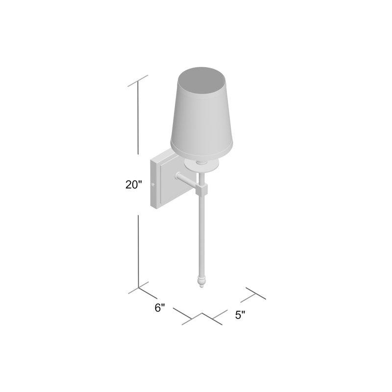 Jillian 1-Light Wallchiere, Warm Brass, 20" H x 5" W x 6'' D