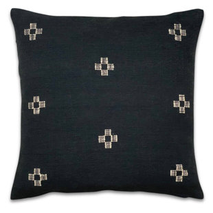 PILLOWPIA Marguerite 100% Cotton Throw Pillow Cover with Brass Zipper and Floral Pattern
