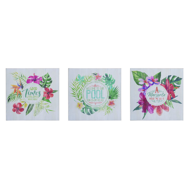  MDF Beach Humour Block Decor Set of 3 Spring Home Decorations