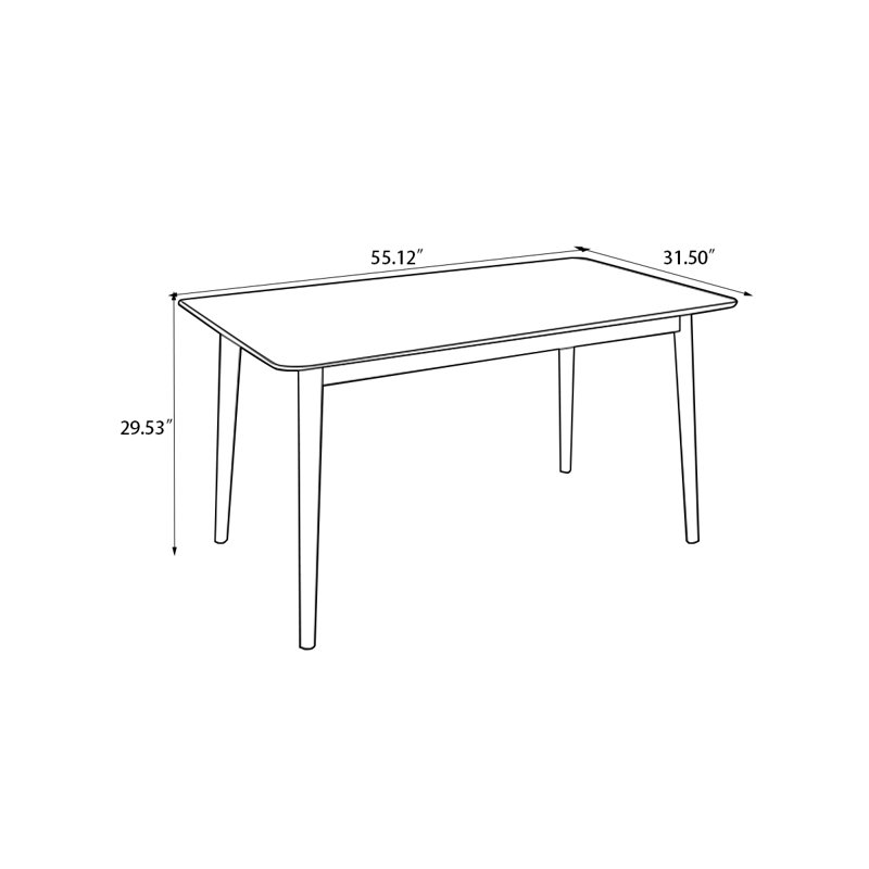 Table de salle à manger Burlywood, H 29,53 po x L 51,12 po x l 31,5 po