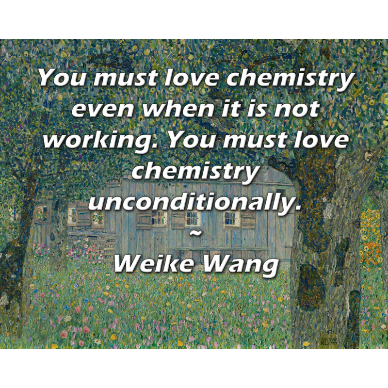 Toile tendue de la galerie ArtsyQuotes par Weike Wang: «Vous devez aimer la chimie même lorsqu'elle ne fonctionne pas. Vous devez aimer la chimie sans condition.