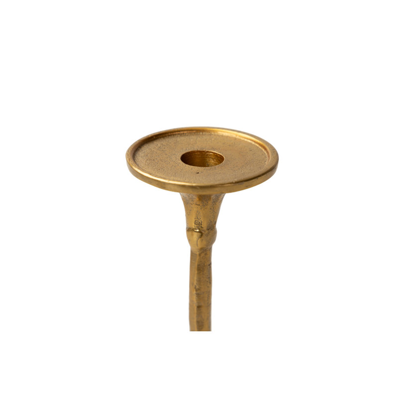 Aluminum Tabletop Candlestick, 30cm H x 14cm W x 14cm D, Gold
