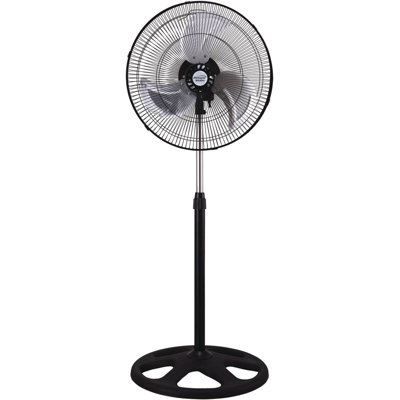 Kool Zone Industrial Stand Fan – 3-speed High Velocity Pedestal Fan With Adjustable Height, Wall Mount & Floor Base – Quiet Jet Black Cooling Fan