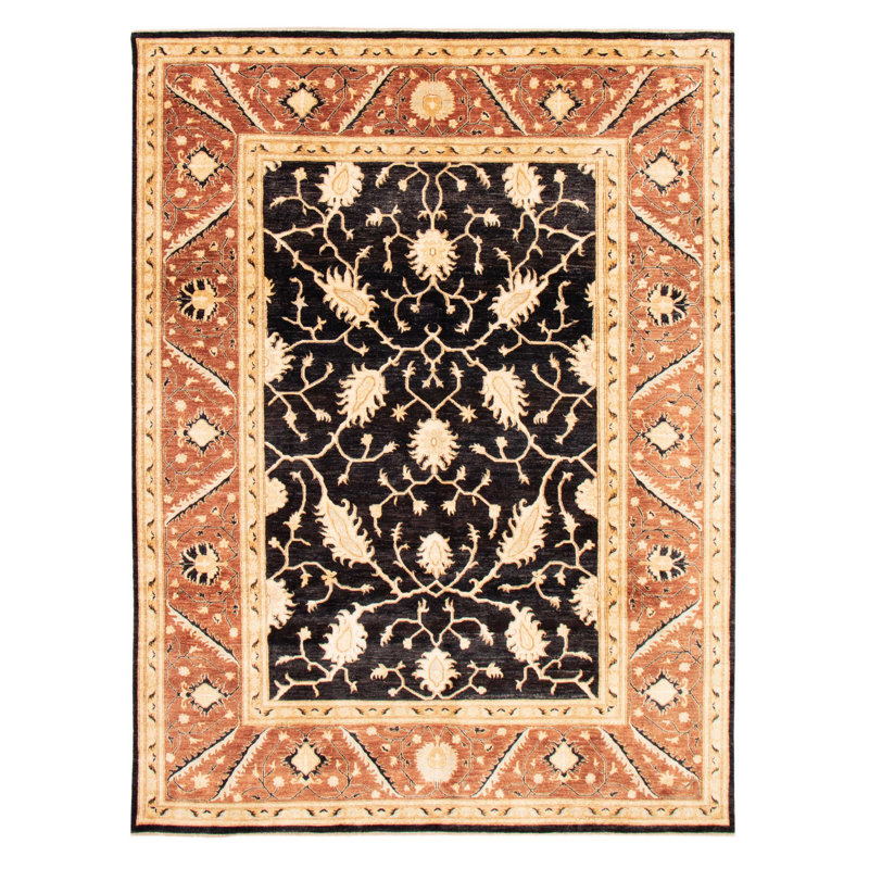 Tapis noir Peshawar Oushak 9 pi 0 po x 12 pi 0 po
