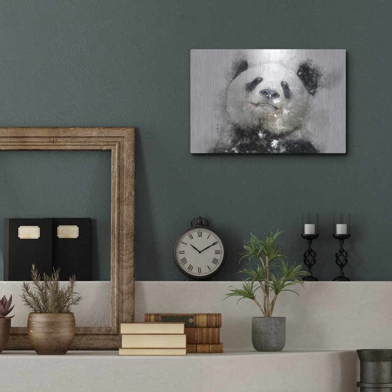 «Panda Love» par Kim Curationa, art mural en métal, 36 po x 24 po, H 12 po x l 16 po