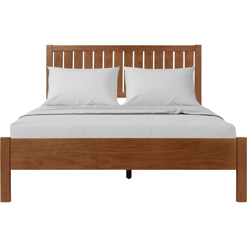 Graham Wooden Platform Bed with Slatted Headboard, Queen, Walnut