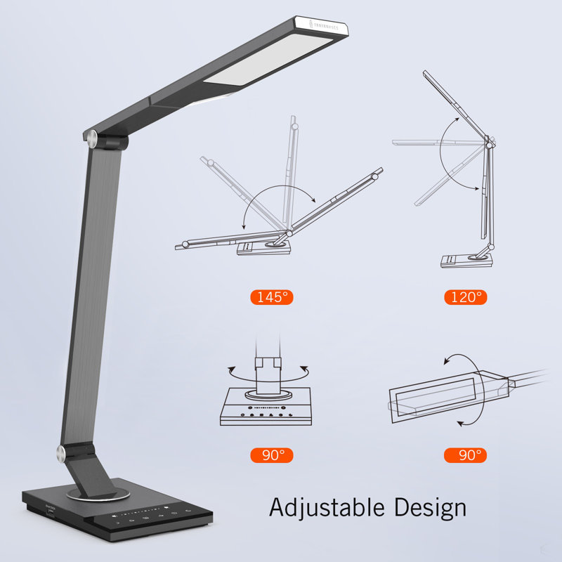 Herold 43.7Cm Black Desk Lamp with USB and Outlet