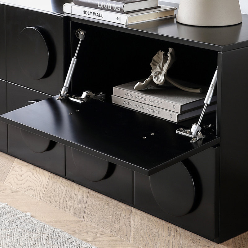 Meuble télé rétro en bois massif multicouche, 45.66"