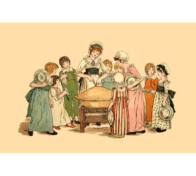 « couper et partager » par kate greenaway, reproduction d’art