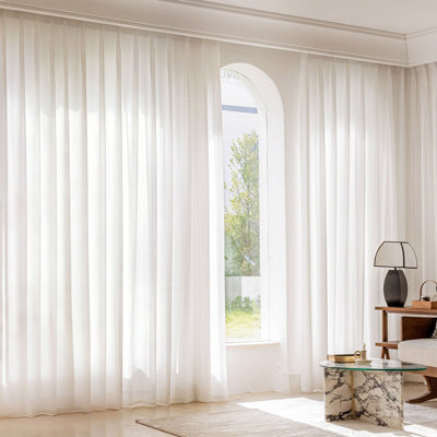 MEISIMENGSHA 2-Pack White Sheer Curtains, Minimalist Style, Hook Type Sheer Window Curtains