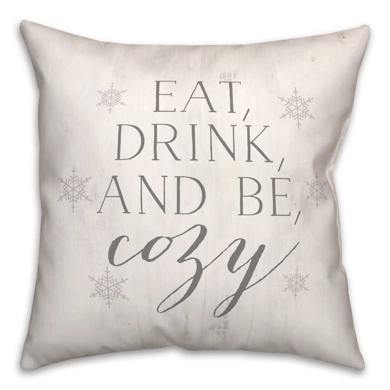  Housse et insert de coussin carré Eat Drink Be Cozy, H 20 po x l 20 po x P 1,5 po