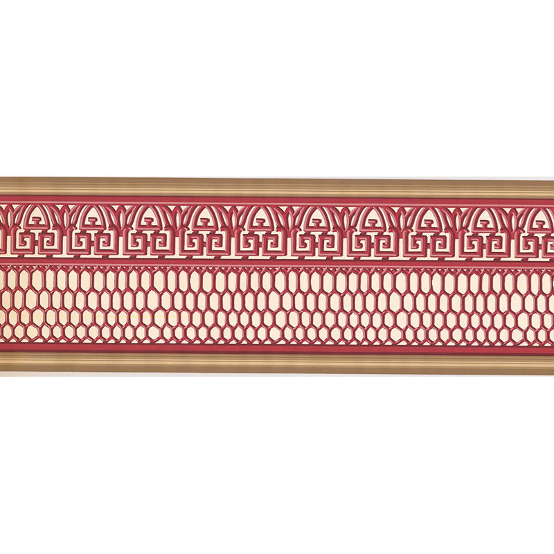 Bordure de papier peint à motif victorien Ajnesh, Rouge / jaune / or