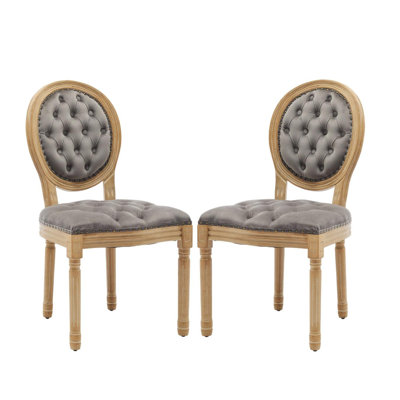French-Style Farmhouse Dining Chair With Round Backrest,Set Of 2