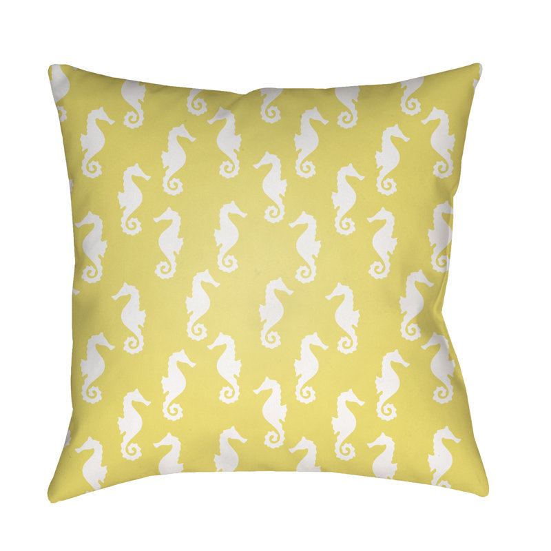  Sea Indoor/Outdoor Throw Pillow, 20" H x 20" W x 3.5" D, Yellow