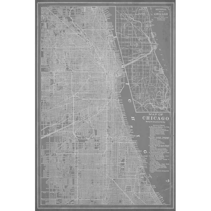 «City Map of Chicago», peinture sur toile, H 36 po x l 24 po