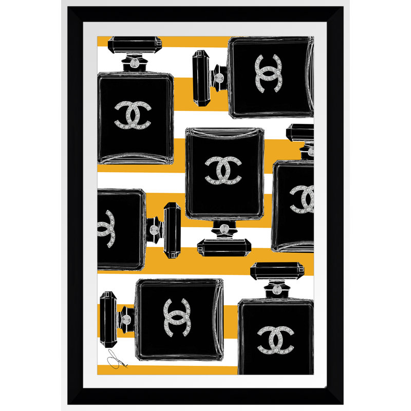 «CC Allover Yellow», impression, H 39,5 po x l 27,5 po x P 0,75 po, Acrylique avec cadre noir