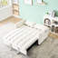 Lit moderne beige de 52 po, convertible 3 en 1 pour l'espace de vie, la chambre d'amis, la chambre, avec coussins, poches, rembourrage en éponge, structure en bois massif, décoration intérieure en velours, rembourrage et structure à panneaux en bois-190315155