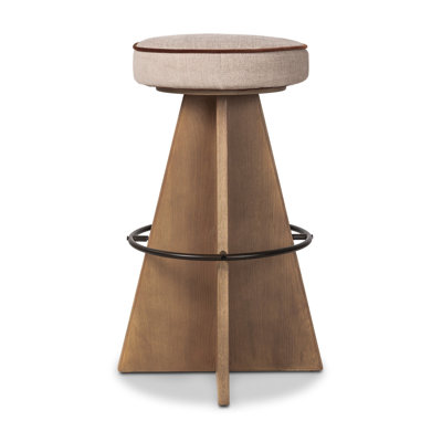 Vega Swivel Upholstered Stool with Solid Wood Frame