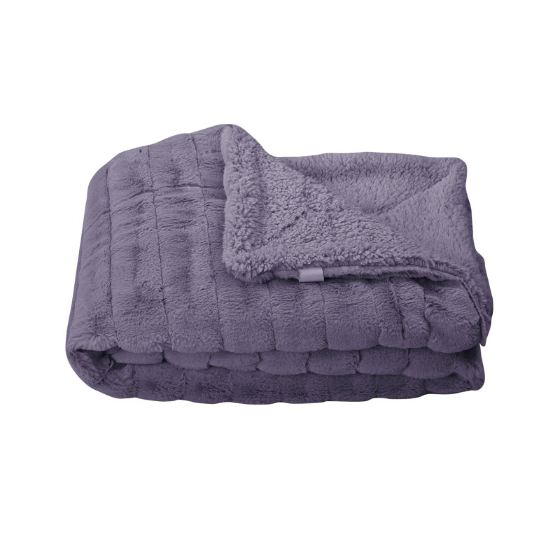 Knitted Throw Blanket, 152.4cm W x 203.2cm L, Black Plum