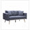 Causeuse 56,5 po en tissu de lin gris foncé avec poches de chargement USB et coussins