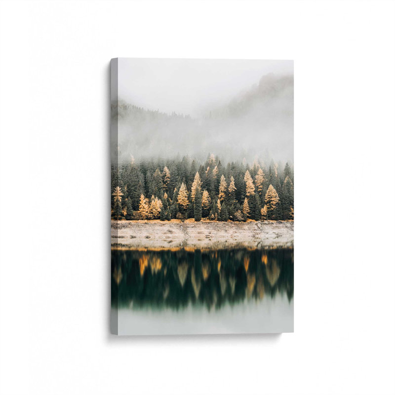 «Foggy Forest Reflection», reproduction sur toile tendue, Toile tendue, H 18 po x l 12 po x P 1,25 po