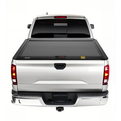 Retractable Tonneau Cover, 5.0 Ft Retractable Tonneau Cover With Built-In Drainage Pipe For 2021-2024 Toyota Tacoma Crew Cab W/ Deck Rail System , Hard Tonneau Cover With Double-Lock And T-Slot