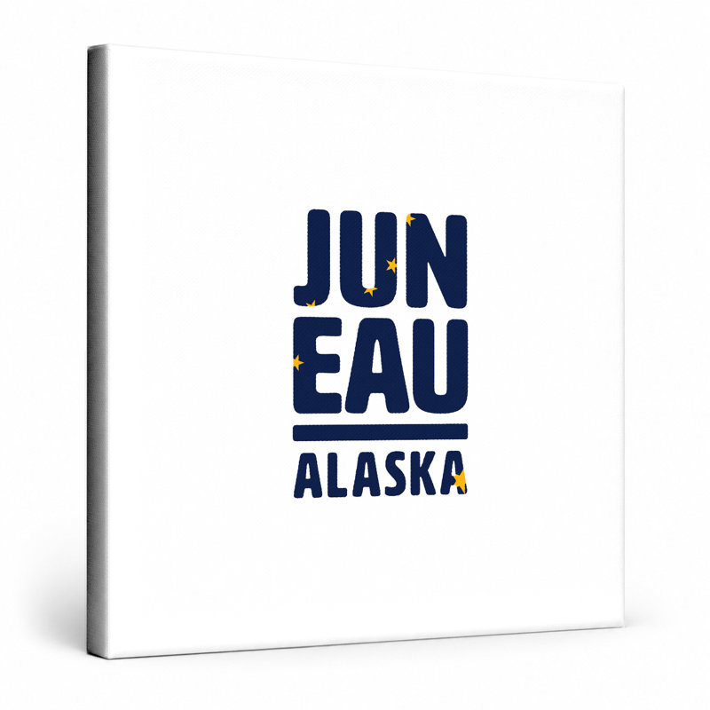 Juneau, Alaska - art mural carré sur toile, 12" W x 12" H