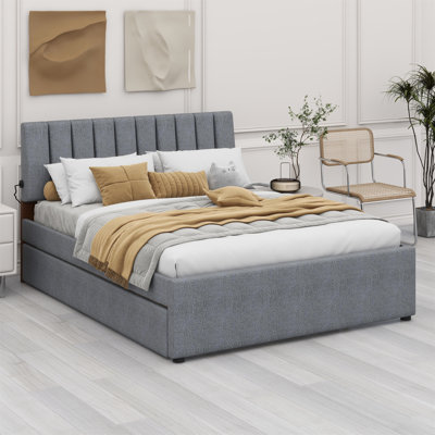 Upholstered Platform Bed With Trundle