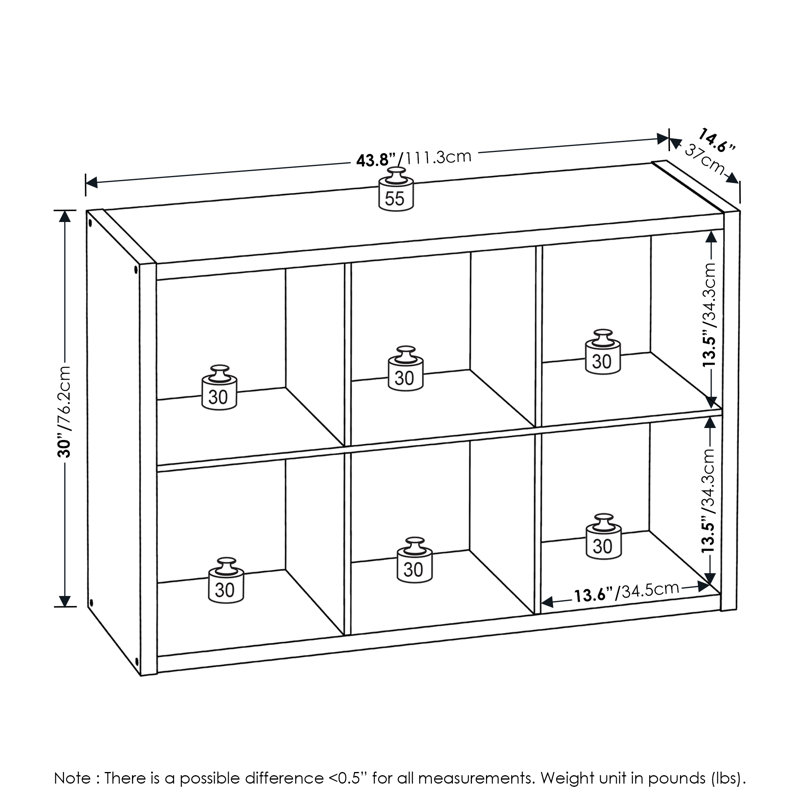 Cubicle Standard Bookcase, (2 Shelves) 111.2cmH x 76.2cmW x 37.01cmD
