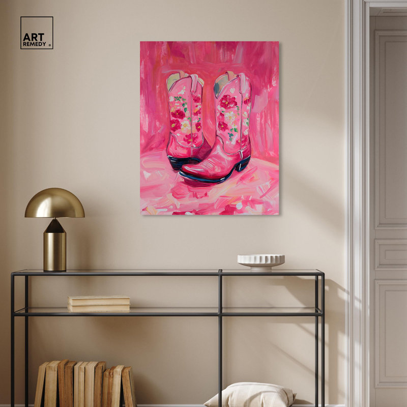 Bottes de cow-boy par Art Remedy, H 30 po x l 24 po, Toile tendue