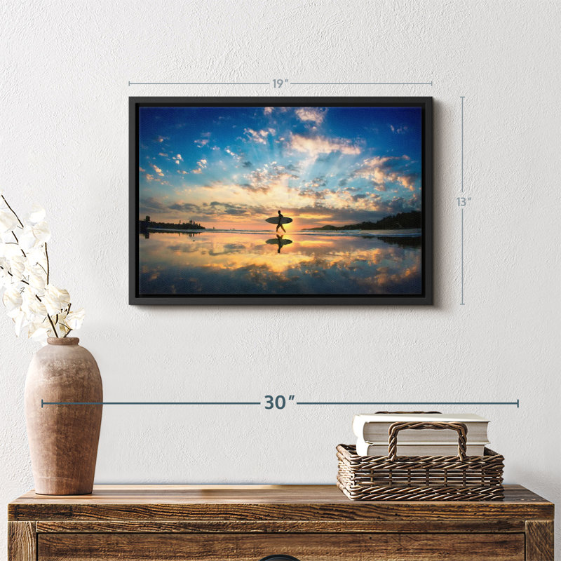 «Sunset Surfer Reflection», reproduction sur toile, H 13 po x l 19 po