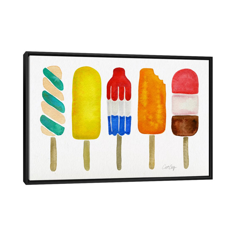 «Popsicles» de Davian, impression sur toile tendue, H 18 po x l 26 po x P 1,5 po, Toile avec cadre noir, Pas de tapis
