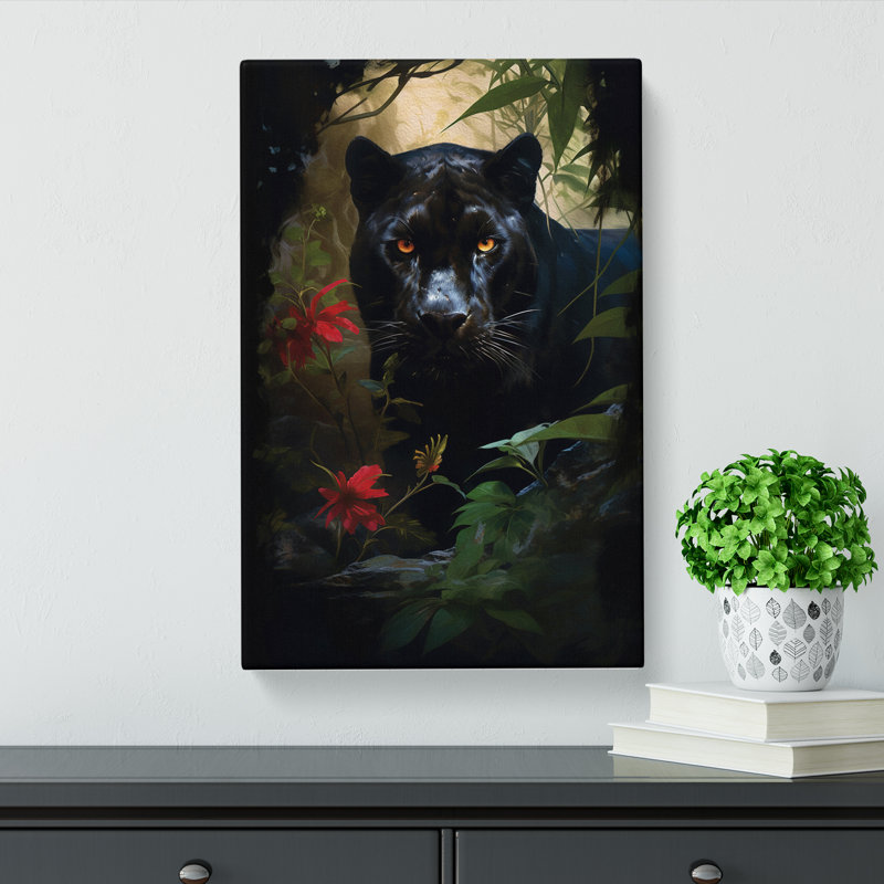 Panther Romanticism No.2 - Wrapped Canvas, 60cm H x 40cm W x 3cm D