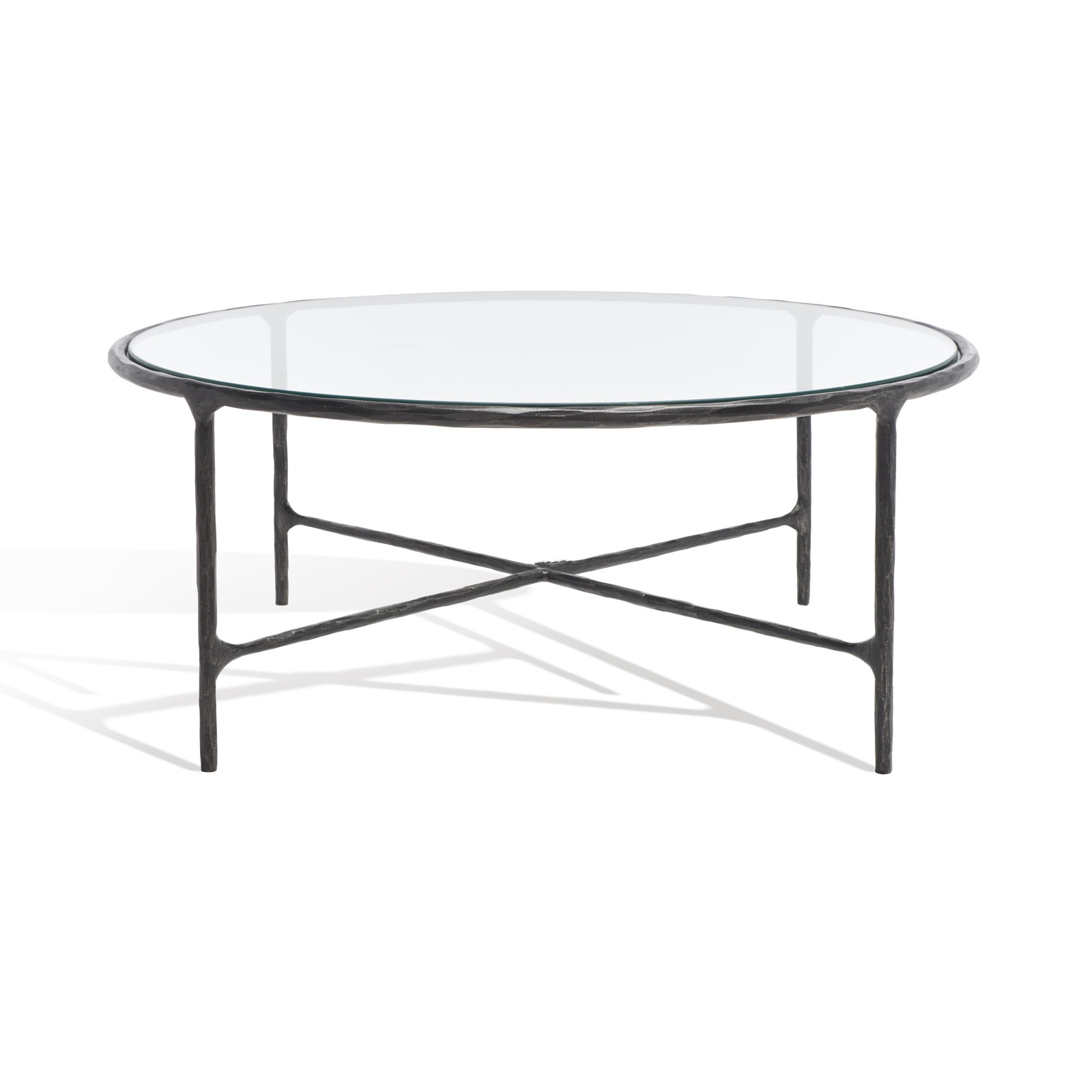 Evelynn 36" Genuine Marble Coffee Table, Clear, Glass, Black