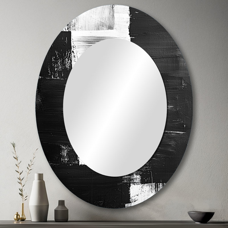 Miroir mural monochromatique dérive des ombres dans le noir I - blanc, 43 po x 33 po
