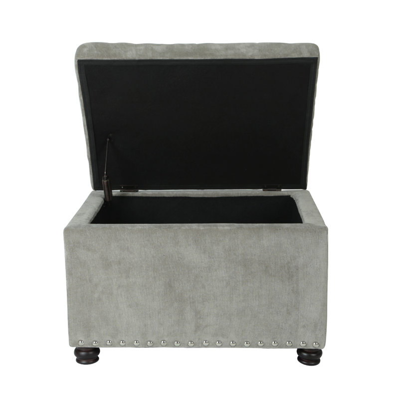 Devault 24" Wide Fabric Tufted Rectangle Storage Ottoman, Light grey