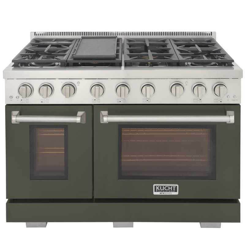 Kucht 48'' W Free Standing Range, Natural Gas, Olive Green