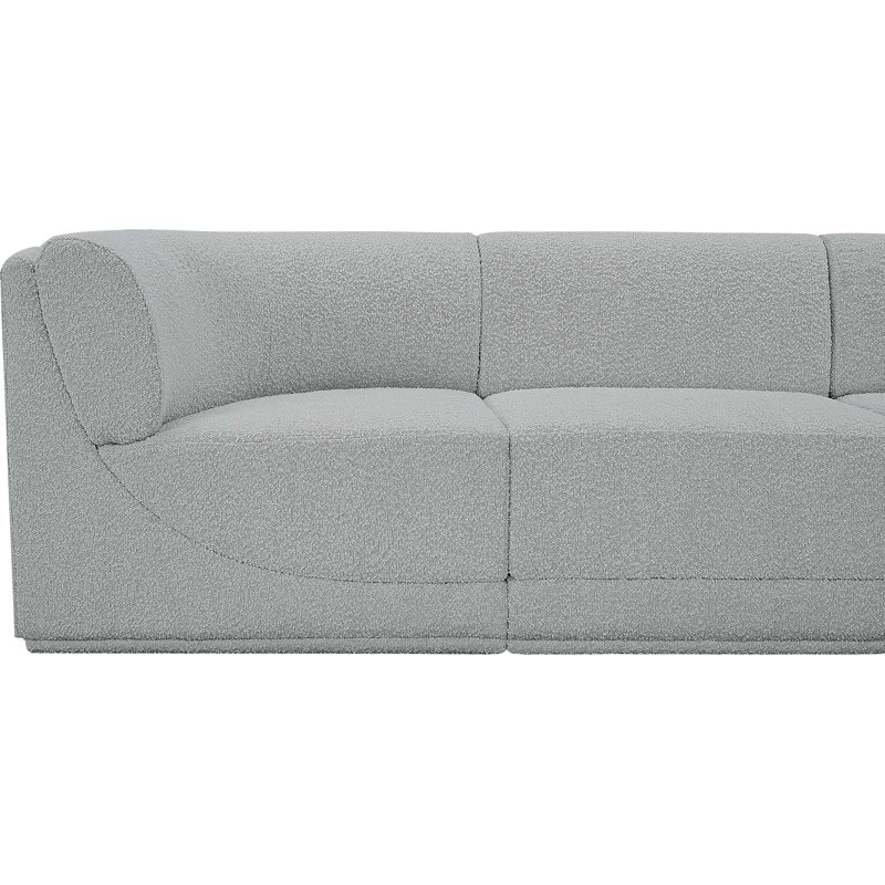 Canapé modulaire rembourré 7 pièces Izick, Tissu gris bouclé