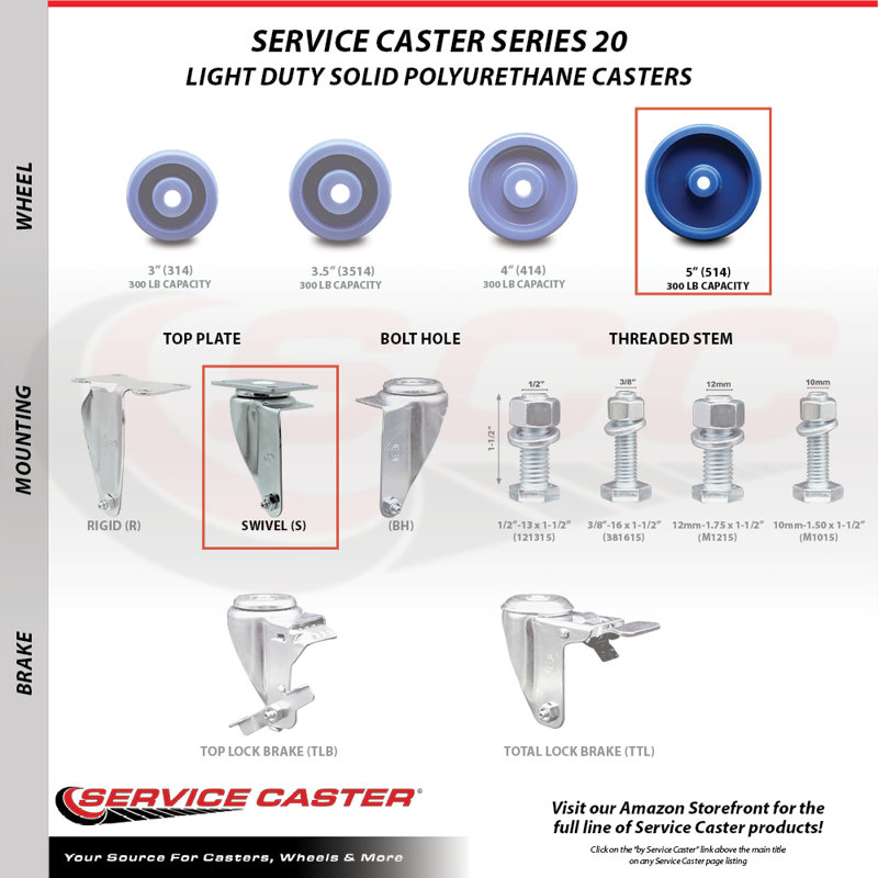 Solid Polyurethane Swivel Caster